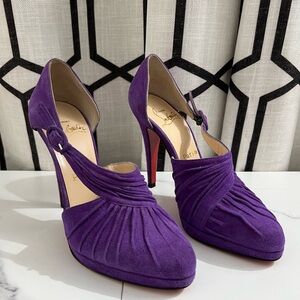 🆕👠💜Christian Louboutin💜👠Purple Suede Drapiday D'orsay Pumps size 37